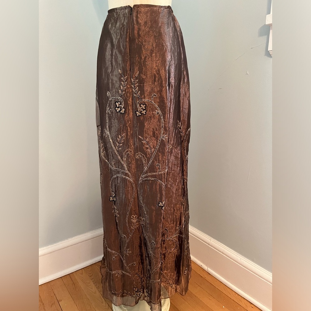Pasta Long Copper Brocade Skirt